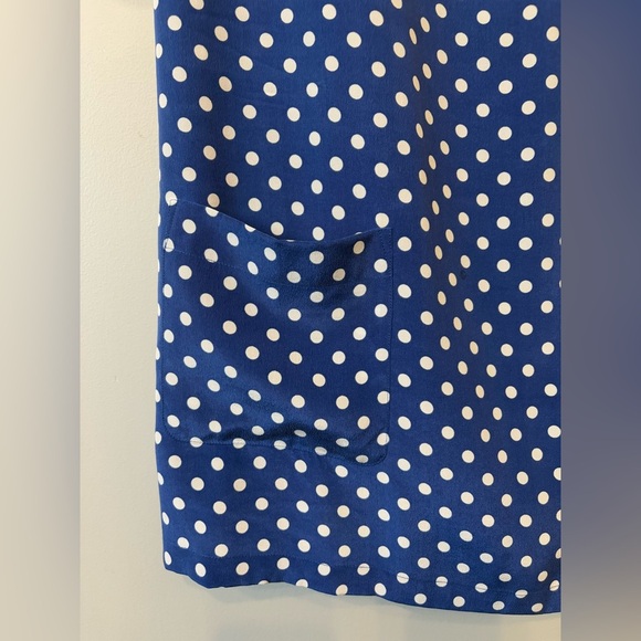 Equipment Femme Silk Blue and White Poka Dot 3/4L sleeve dress - Picture 3 of 4